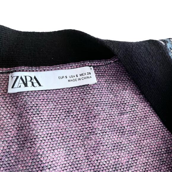 Zara Floral Jacquard Knit Cardigan Sweater Size Small - Picture 7 of 10